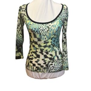 Roberto Cavalli FW2003 Sheer Psychedelic Print Top